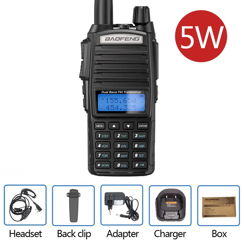 Baofeng UV 82 Walkie Talkie Real 5W 8W Ham Radio Comunicador Dual PTT Long Range 2 Way Portable FM Amateur Radio Station-WAYBIKER