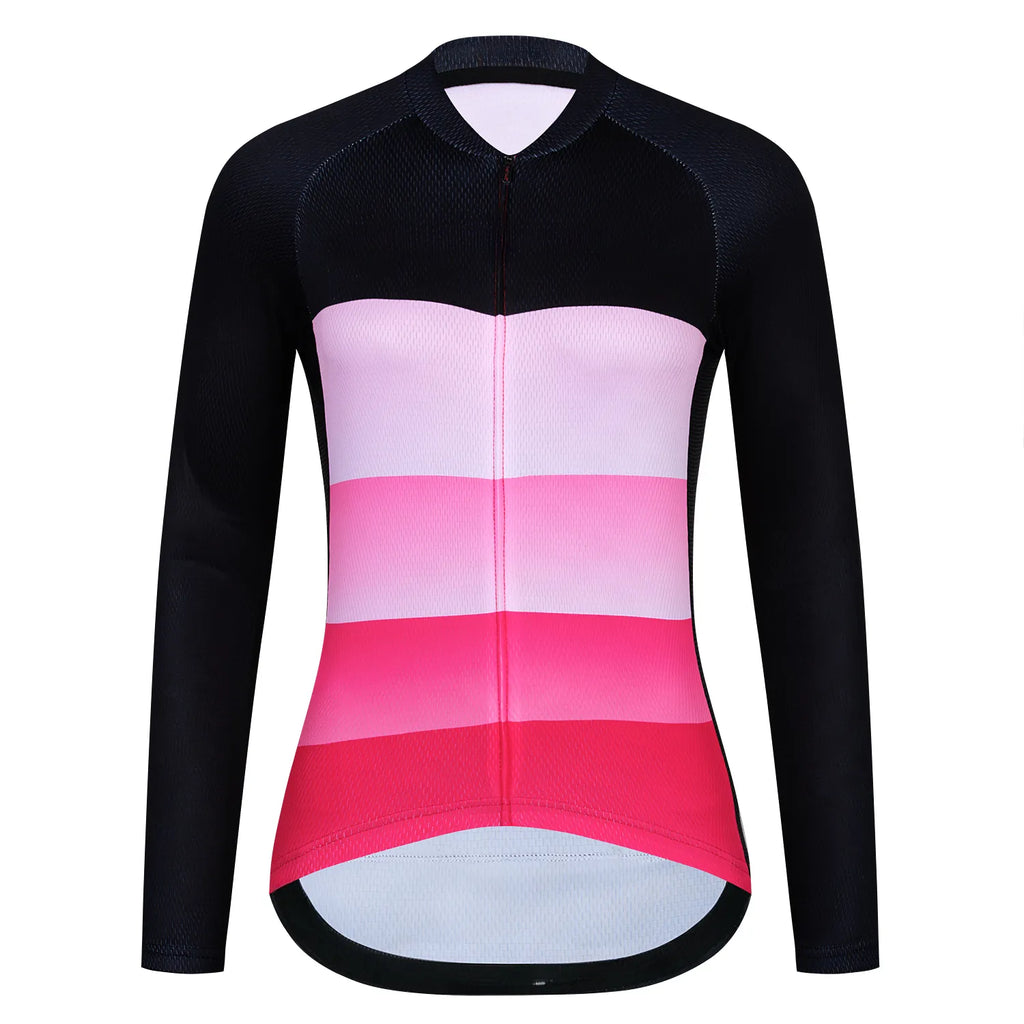 Cycling Jersey Women Bike Shirts Top Breathable Quick Dry Pink Summer Long Sleeve Sport Cycle Bicycle Clothing-WAYBIKER