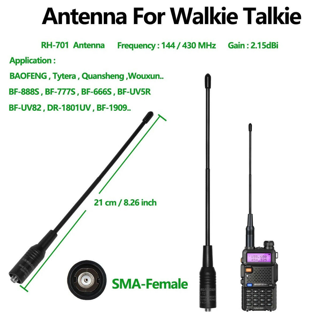 Baofeng Quansheng UVK5 RH-701 SMA-Female Dual Band 144/430MHz Antenna For UV5R UV82BF-888S TYT Wouxun Walkie Talkie Ham Radio-WAYBIKER