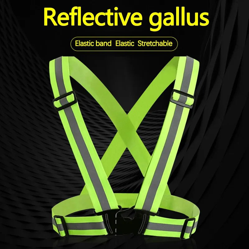 High Gloss Reflective Harness For Night Run Cycling Reflective Harness Elastic Elastic Belt For Sanitation Construction Reflecti