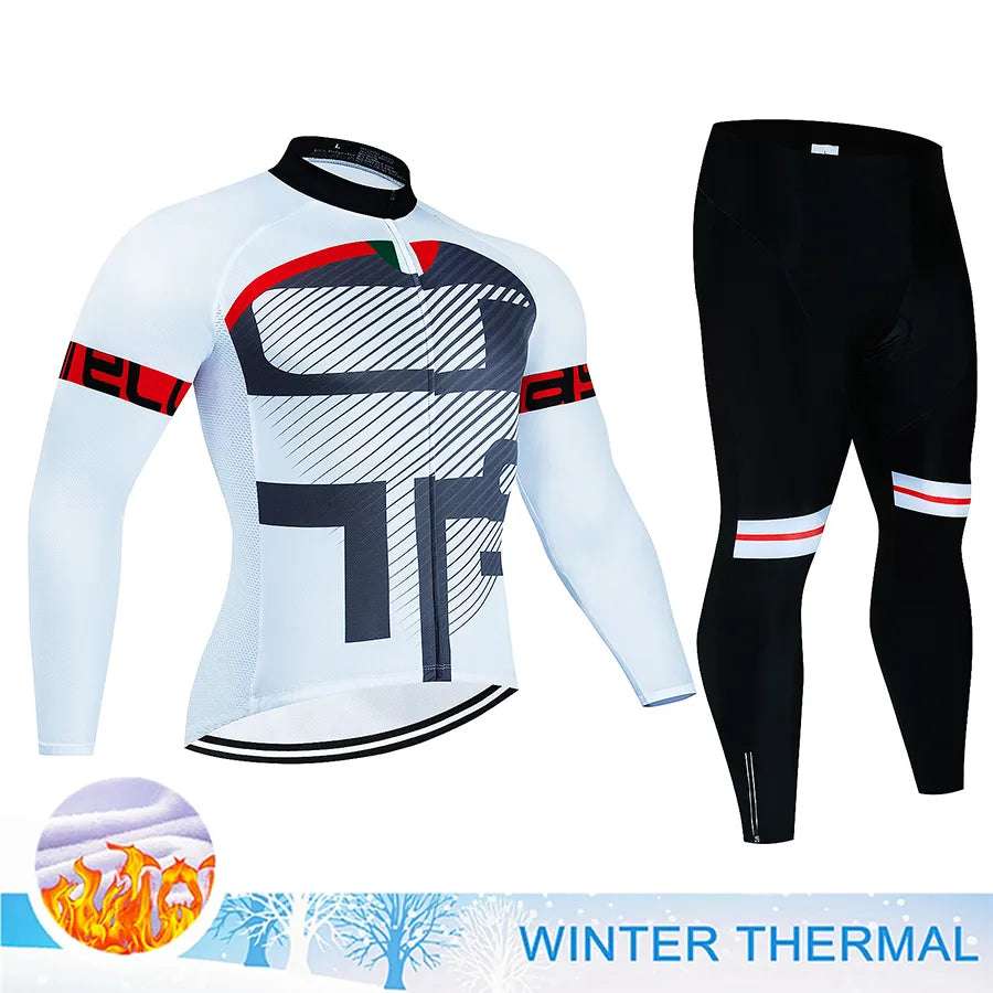 Winter Thermal Fleece Cycling Jersey Mtb Male Clothing Sports Set Complete 2023 Road Bike Men's Man Team Sportswear Bycicle Suit-WAYBIKER