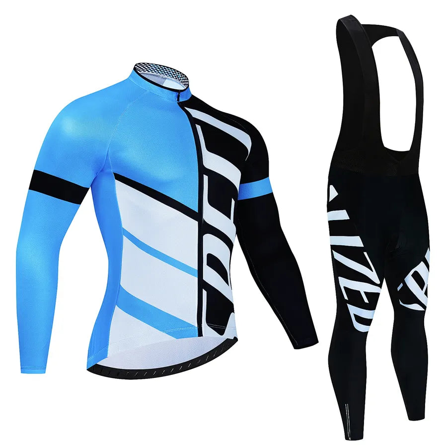 Cycling Team Men's Cycling Jersey Long Sleeve Set MTB Bike Clothing Tenue Velo Homme Bicycle Wear Trouser Cycle Uniform Kit-WAYBIKER