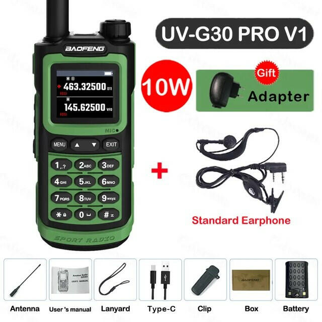 2023 Baofeng UV-G30 Pro V1 10W Walkie Talkie Four Bands Long Range Portable Ham Radios Copy Frequency Waterproof 2-Way Radio Ham-WAYBIKER