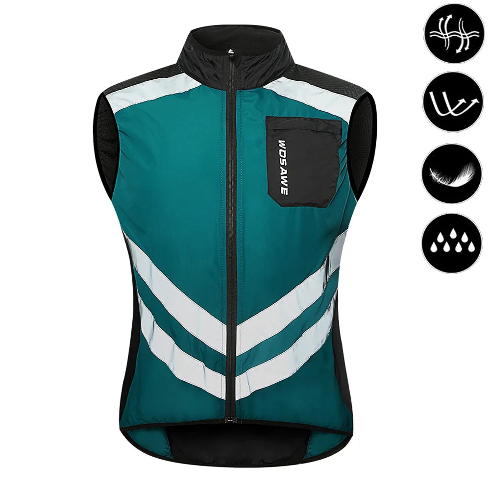 WOSAWE Cycling Vests Reflective Safety Vest Bicycle Sportswear Outdoor Running Breathable Jersey For Men Women Bike Wind Coat