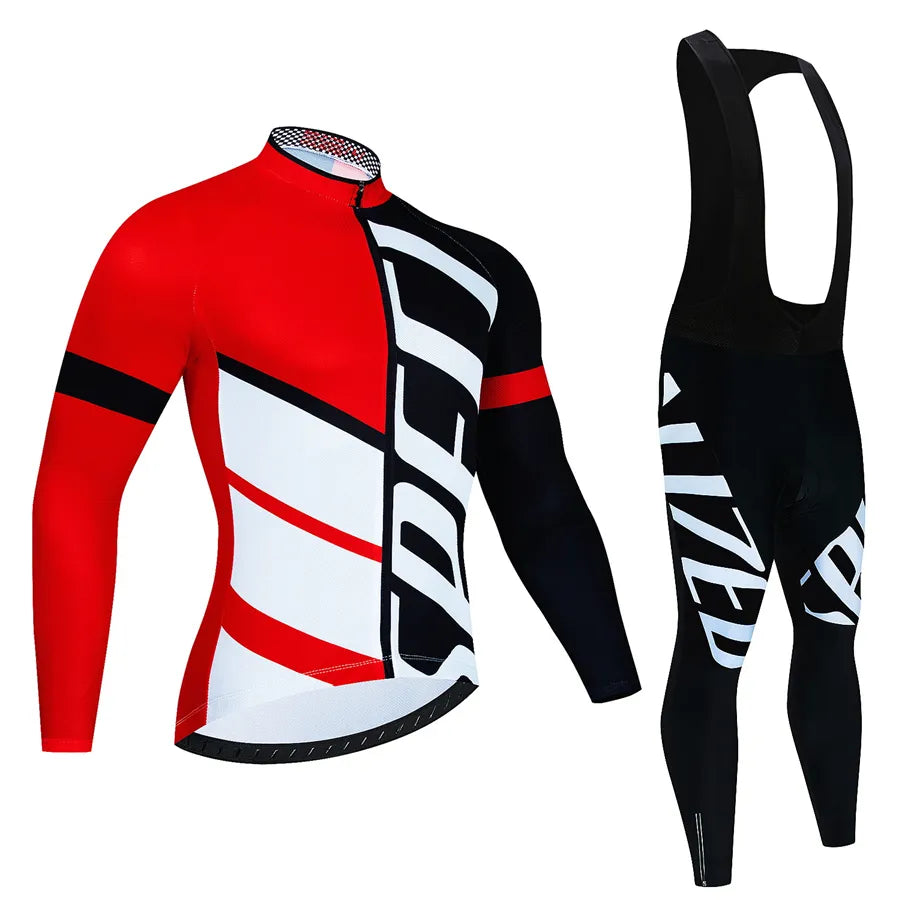 Team Thin Long Sleeve Cycling Jersey Set Ropa Ciclismo Men Bicycle Clothing Suit Jerseys Road Bike Uniform-WAYBIKER