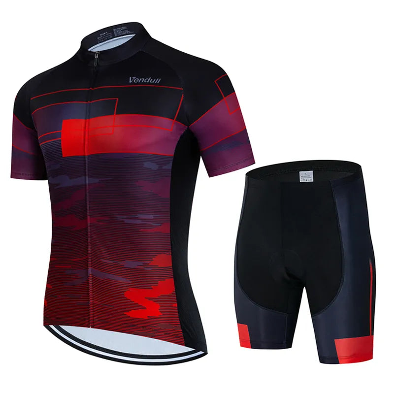 Cycling Jersey Set Men Short Sleeved Suit Outdoor Sport Bicycle Wear Clothing Breathable Bike Clothes MTB Cycling Bib Shorts Set-WAYBIKER