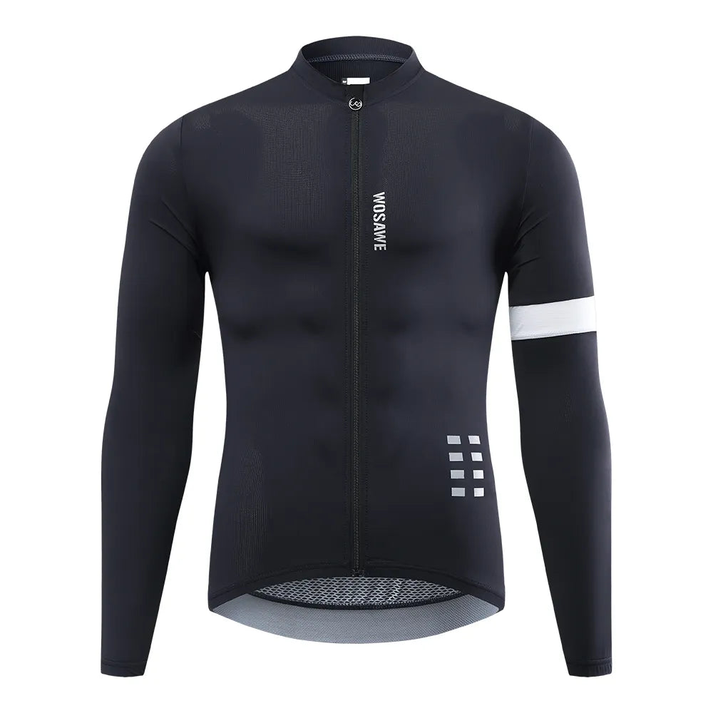 WOSAWE Autumn Long Sleeve Cycling Jersey Clothing Race Men Cycling Jersey Pro Road Bicycle Cycling Clothes Mesh Breathable-WAYBIKER