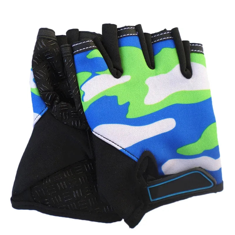 1 Pair Children's Gloves Half Finger Outdoor Sports Kids Cycling Boys Girls Protection Antislip Breathable Spring Summer Gloves