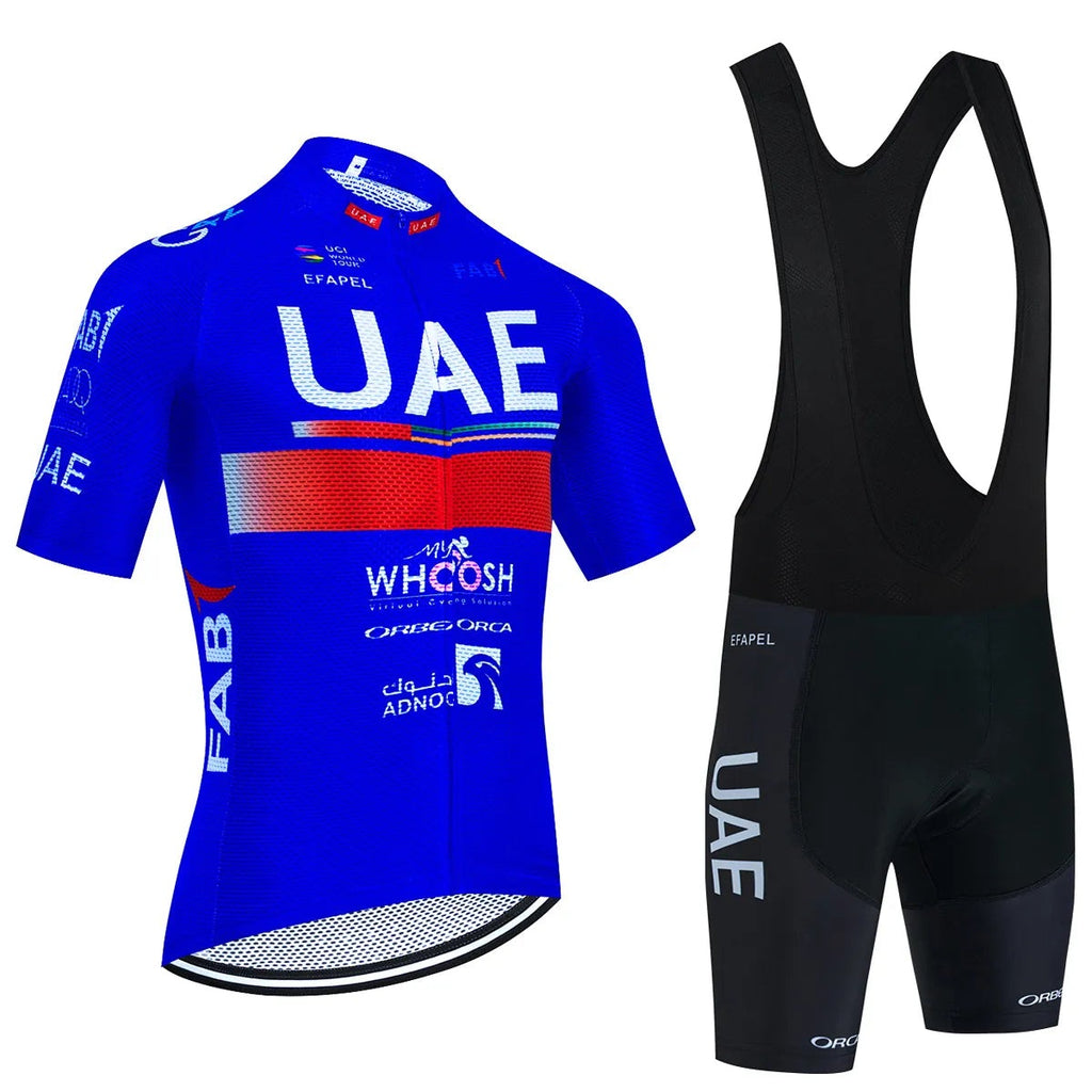 UAE Cycling Jersey Set 2023 Man's Team Short Sleeve Cycling Clothing MTB Bike Uniform Maillot Ropa Ciclismo Summer Bicycle Wear-WAYBIKER