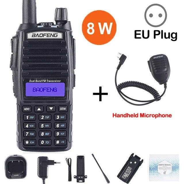 Baofeng Real 8W Portable Radio Walkie Talkie UV-82 Dual PTT Two-way Radio Vhf Uhf Amateur Radio Receiver UV82 Better than UV5R-WAYBIKER