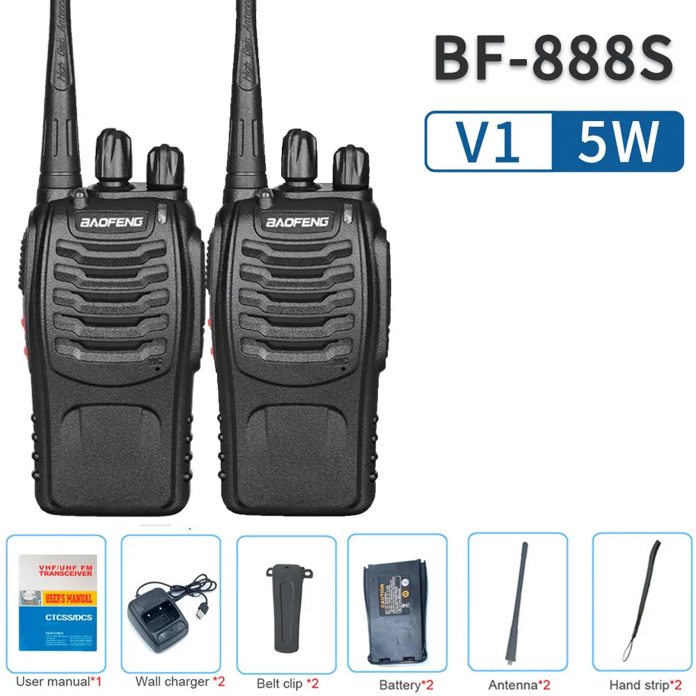 2023 Original 5/12W 2/4PCS Baofeng BF-888S Walkie Talkie UHF 400-470MHz BF 888S Cheap Two Way ham Radios Transceiver USB Plug-WAYBIKER