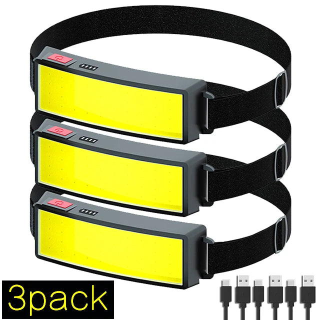 New COB Soft Lighting Headlights USB Rechargeable Fishing Lights Outdoor Camping Head-mounted Strong Headlights-WAYBIKER