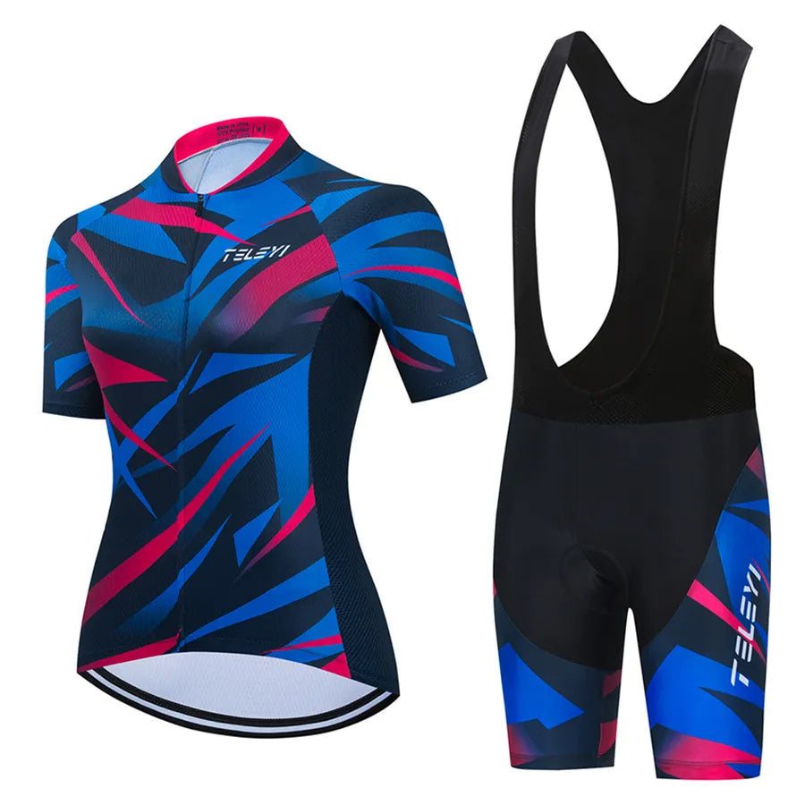 Women Cycling Jersey Set 2023 Summer Breathable Short Sleeve Cycling Clothing Quick-Dry MTB Bike Cycling Clothes Suit-WAYBIKER