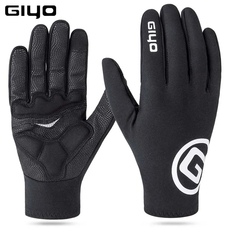 GIYO Winter Gloves Padded Fleece Cycling Motorcycle MTB Bike Gloves Bicycle Full Finger Touch Screen Gloves Water Resistant-WAYBIKER