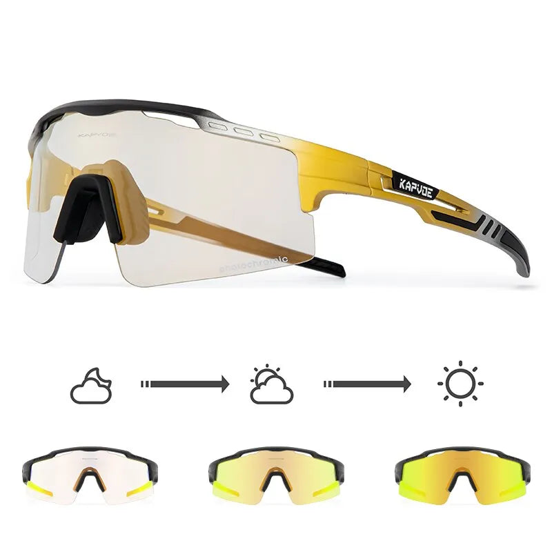 Kapvoe Photochromic Cycling Glasses MTB Adjustable Nose Support Myopia Frame Sports Sunglasses Men Women Eyewear Goggle-WAYBIKER