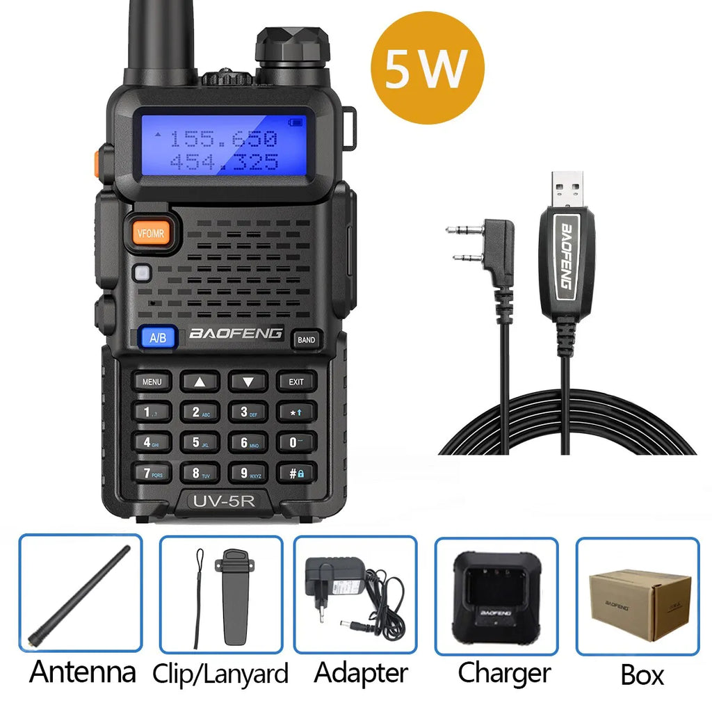 Baofeng Walkie Talkie UV 5R 5W 8W Dual Band Ham Two Way Radio Vhf Uhf FM Radio Handheld Transceiver Hunting 16KM-WAYBIKER