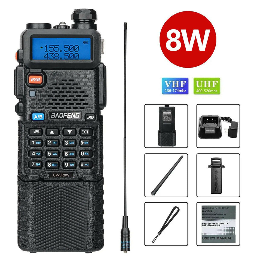 Baofeng UV-5R 5W/8W VHFUHF Dual Band Walkie Talkie with 3800mAh long Li-ion Battery 16KM Long Range UV5R Ham Two-Way Radios-WAYBIKER