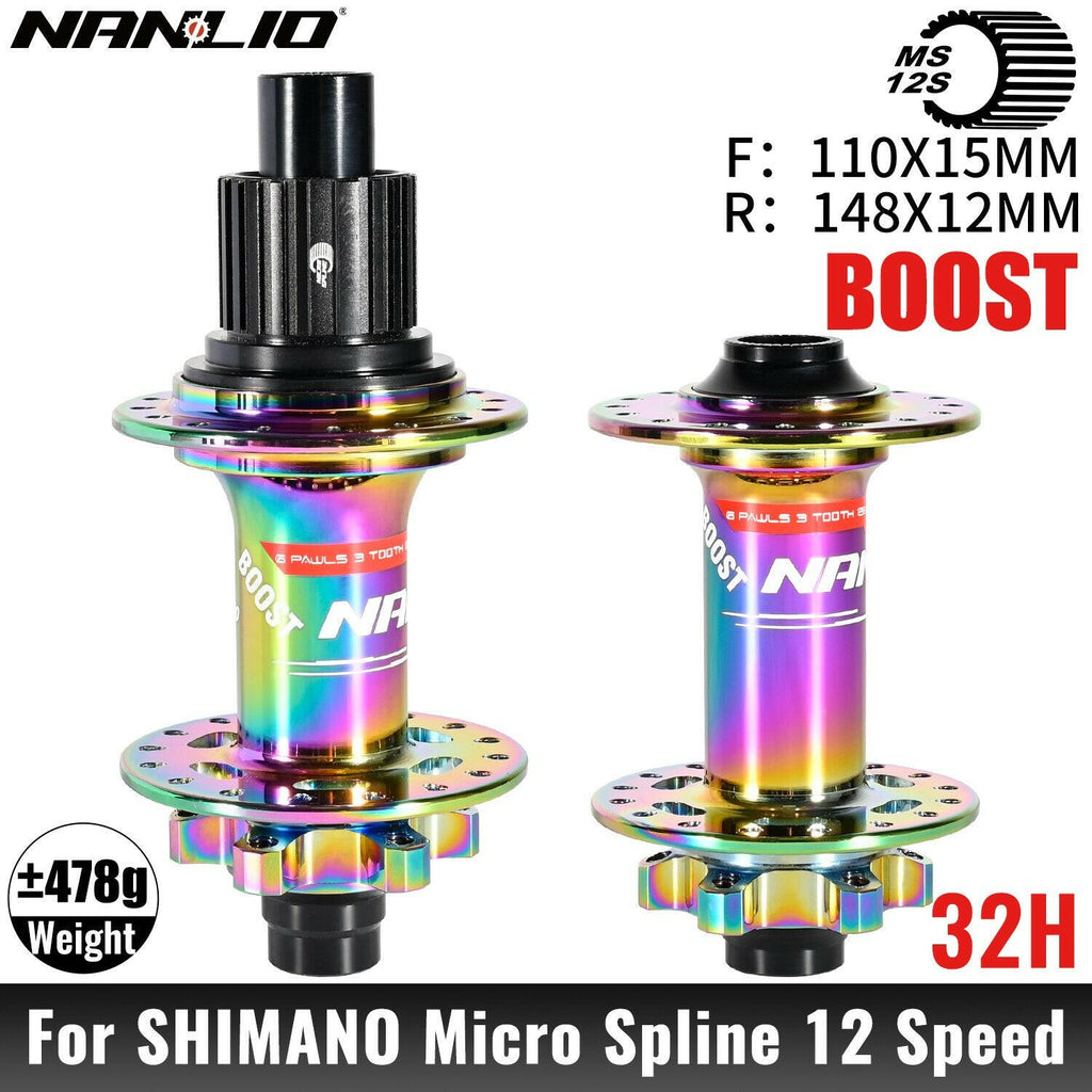 NanLio XM820 Boost Bicycle Hub Front 110x15MM Rear 12x148MM THRU TA 28H 32 Holes HG XD MS 8s 9s 10s 11s 12 Speed E-Bike Part-WAYBIKER