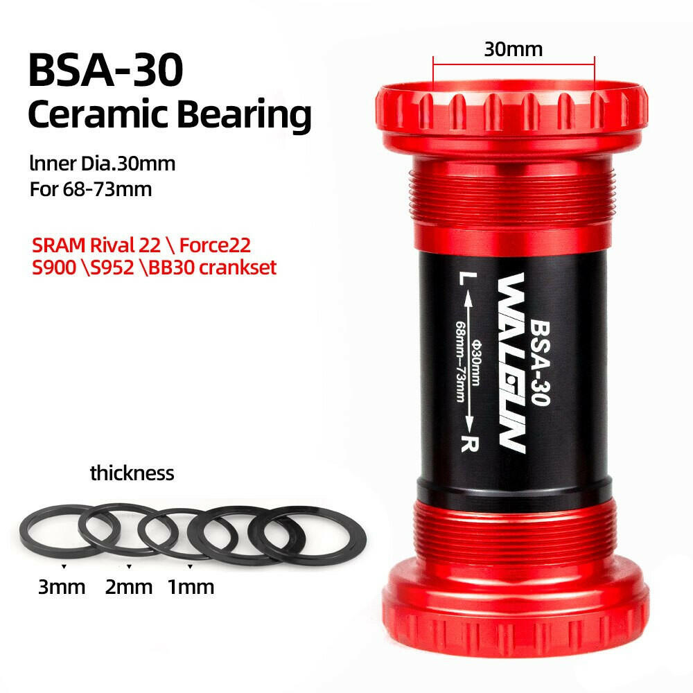 Walgun Bicycle Bottom Bracket BSA Thread Kit Road MTB Bike Frame 68/73 for Axis 24/22 and 29/30mm for Shimano SRAM GXP Crankset