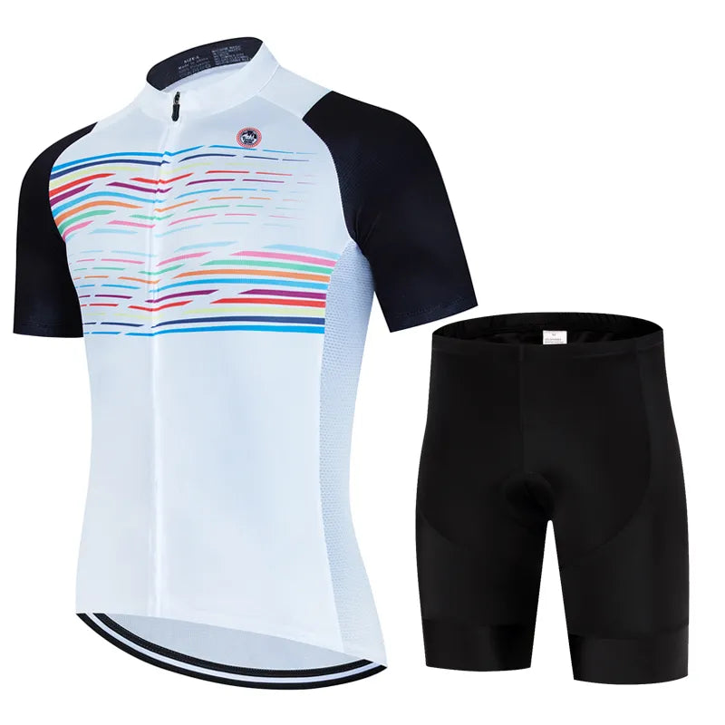 Men 2023 New Cycling Jersey Set Summer Short Sleeve Breathable MTB Bike Cycling Clothing Maillot Ropa Ciclismo Uniform Suit-WAYBIKER