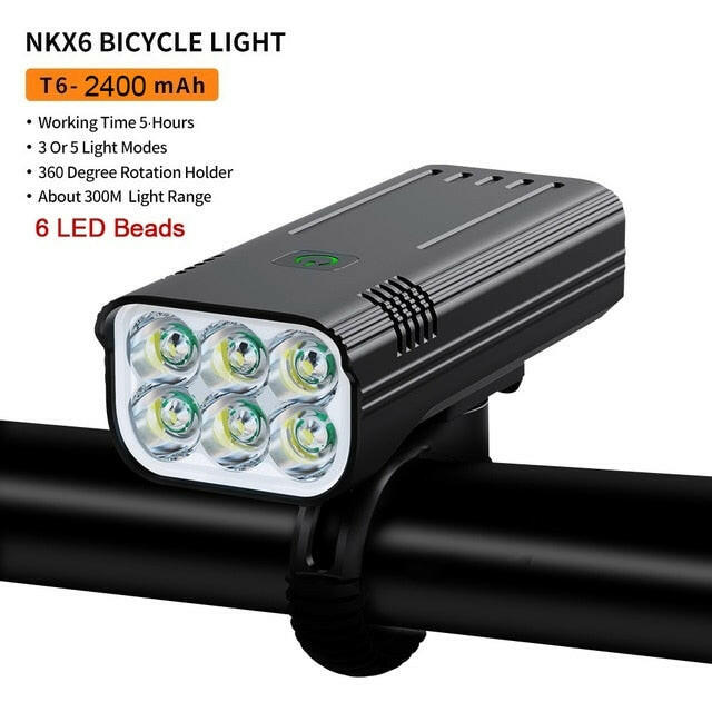 NATFIRE 6LED 10000 mAh Bike Light Rainproof USB Rechargeable LED Bicycle Light Super Bright Flashlight for Cycling Front Light-WAYBIKER