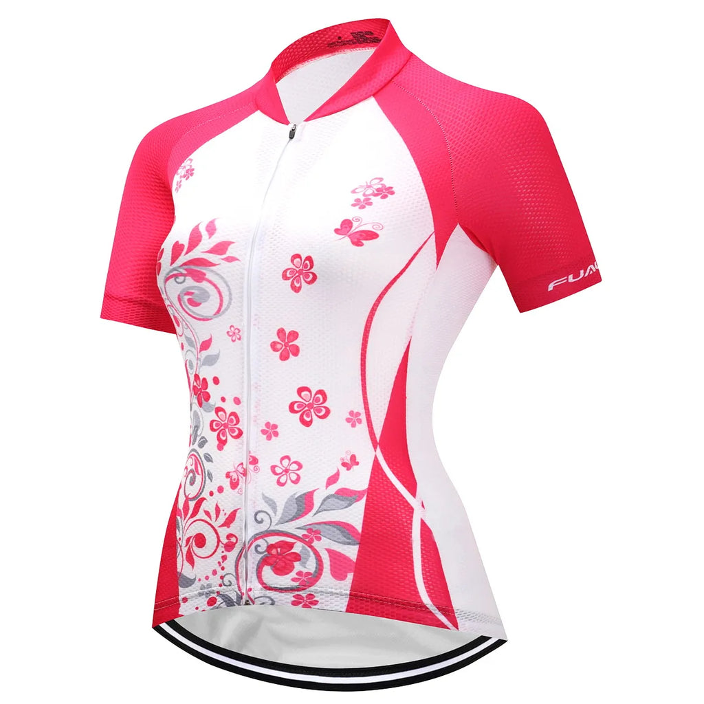 Women's Short Sleeve Cycling Jersey Summer Mountain Bike Outdoor Cycling Clothing Bicycle Clothing Quick-Dry Breathable Clothes-WAYBIKER