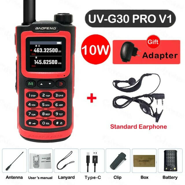 2023 Baofeng UV-G30 Pro V1 10W Walkie Talkie Four Bands Long Range Portable Ham Radios Copy Frequency Waterproof 2-Way Radio Ham-WAYBIKER