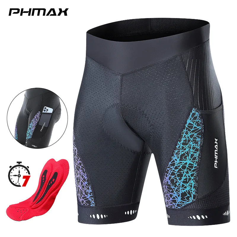 PHMAX Cycling Shorts Summer Men's Bike Shorts MTB Shockproof 5D Gel Pad Cycling Bib Tights Breathable Road Racing Bicycle Short