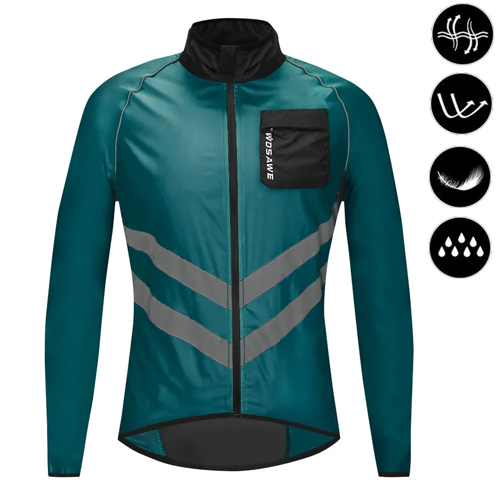 WOSAWE Reflective Cycling Windbreaker Men MTB Bike Jacket Moto Coat Windproof Camping Fishing Cycling Clothes Multi-use Jersey-WAYBIKER