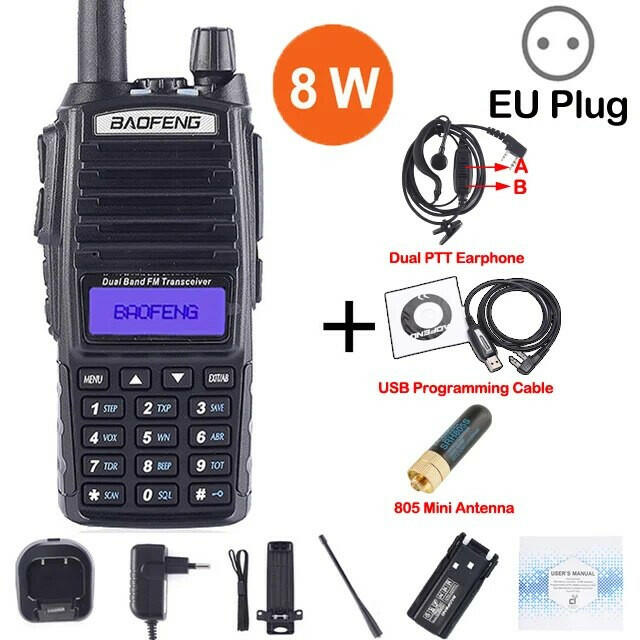 Baofeng Real 8W Portable Radio Walkie Talkie UV-82 Dual PTT Two-way Radio Vhf Uhf Amateur Radio Receiver UV82 Better than UV5R-WAYBIKER