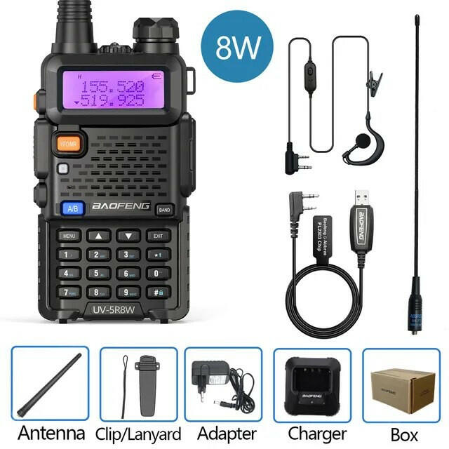 Baofeng UV-5R 8W True High Power 8/5W Powerful Walkie Talkie Long Range 16km Dual Band Two Way Radio CB Portable UV5R Hunting-WAYBIKER