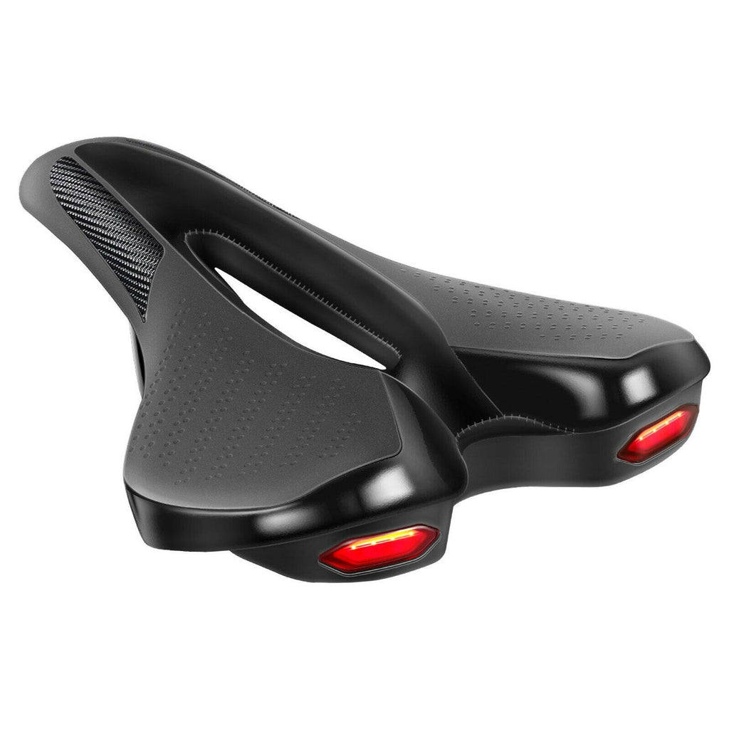 Bicycle Road MTB Bike SaddleSeat With Warning Taillight USB Charging Mountain Cycling Racing PU Breathable Soft Seat Cushion-WAYBIKER