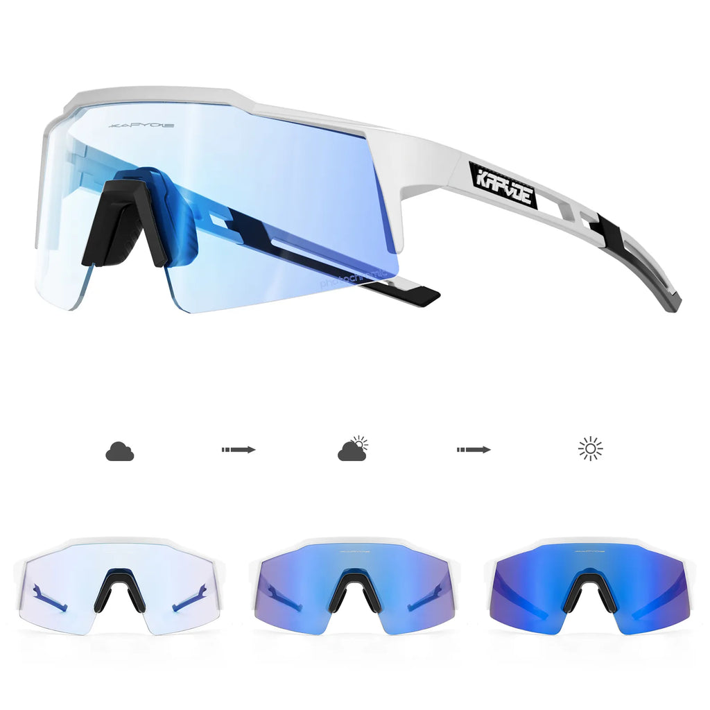 Kapvoe Red Photochromic Cycling Sunglasses for Men Blue Riding Glasses Mountain Bike New Bicycle Goggles Eyewear Sports-WAYBIKER