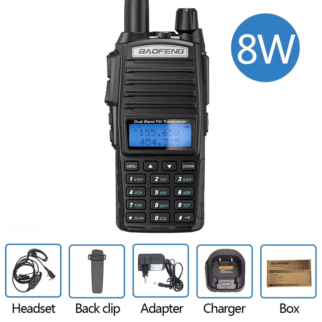 Baofeng UV 82 Walkie Talkie Real 5W 8W Ham Radio Comunicador Dual PTT Long Range 2 Way Portable FM Amateur Radio Station-WAYBIKER