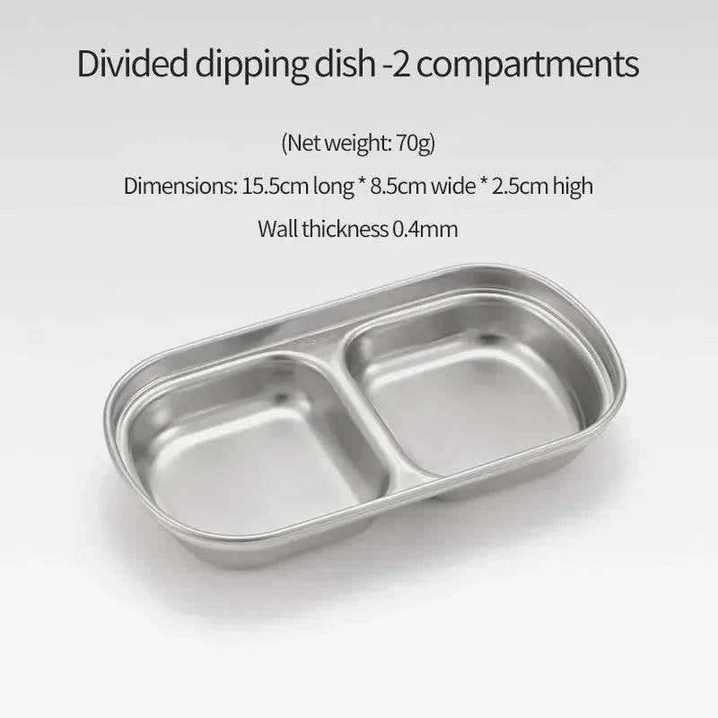 304 Stainless Steel Camping Seasoning Plate Tray Sauce Dish Spice Plates Pepper Roast Meat Sauce Dishes Bowl BBQ Tableware-WAYBIKER