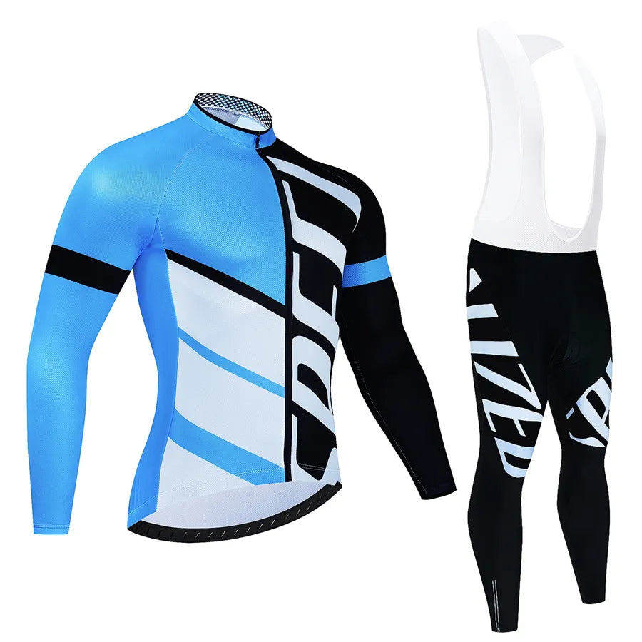 Team Thin Long Sleeve Cycling Jersey Set Ropa Ciclismo Men Bicycle Clothing Suit Jerseys Road Bike Uniform-WAYBIKER