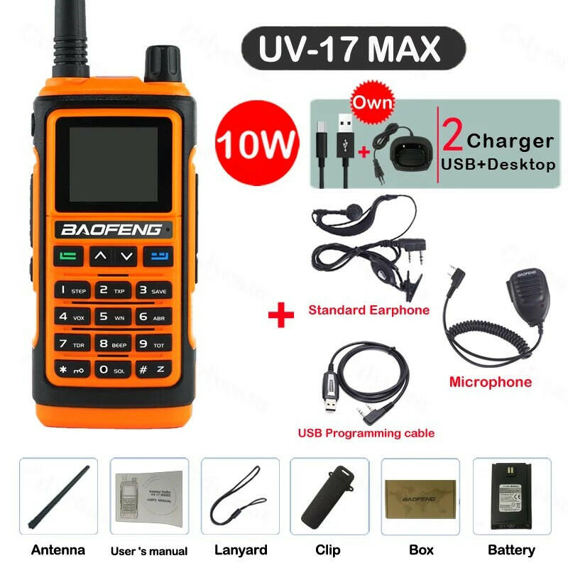 Baofeng UV-17 MAX High Power Walkie Talkie Type-C Charger VHF UHF With Partition Function FM Radio Waterproof Two-Way Radio-WAYBIKER