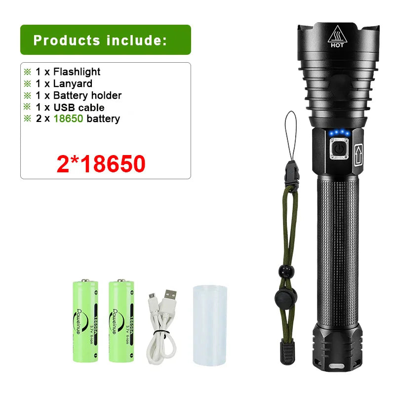 Paweinuo XHP90.2 Most Powerful LED Flashlight 18650 OR 26650 USB LED Torch XHP50 XHP70 Lantern 18650 Hunting Lamp Hand Light-WAYBIKER