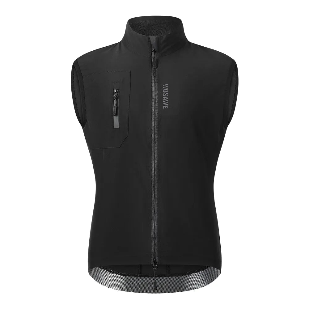 WOSAWE Ultralight Windproof Cycling Vest Men's Wind Coat Bike Gilet Stretch fabric Sleeveless Jacket With Zipper Pocket