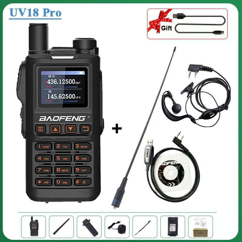 Baofeng UV18 Pro Orange Walkie Talkie 999 Channels 4 Bands UV18i UVi Two Way Radio UV18H L UV-G28 Handheld Transceiver Powerful-WAYBIKER