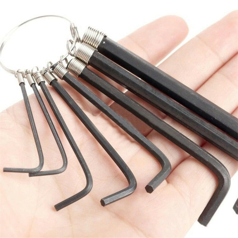 Eight In One Bicycle Repair Tool Flat Head Hex Key Blackened Hexagonal Key Set Hexagonal Spring Ring Bicycle Accessories-WAYBIKER