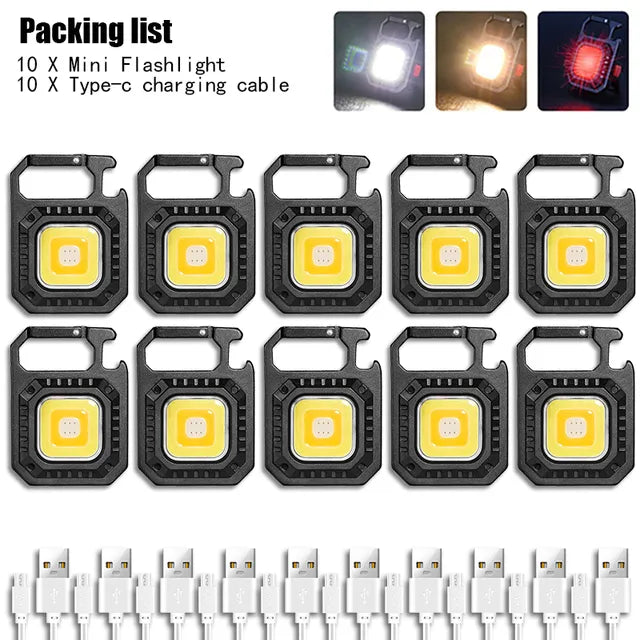 Mini Portable Led Flashlight USB Rechargeable Keychain Light Pocket Torch COB Work Lights Outdoor Camping Emergency Lamp Lantern-WAYBIKER