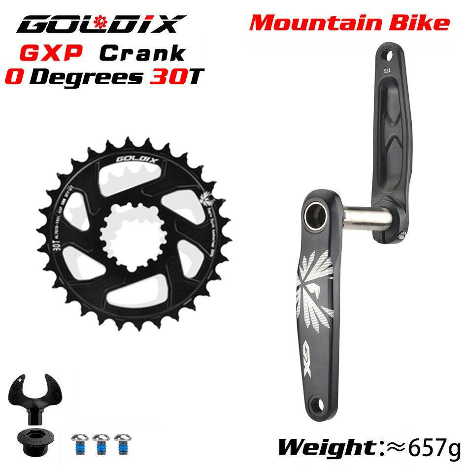 GOLDIX GX Bicycle Crankset 170/175mm Crank Install Directly GXP 0mm Offset Chainring 30/32/34/36/38T Mountain Bike Crankset-WAYBIKER