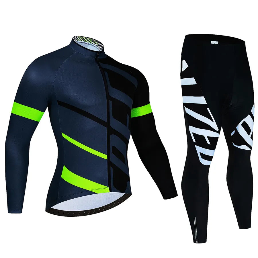 Cycling Team Men's Cycling Jersey Long Sleeve Set MTB Bike Clothing Tenue Velo Homme Bicycle Wear Trouser Cycle Uniform Kit-WAYBIKER