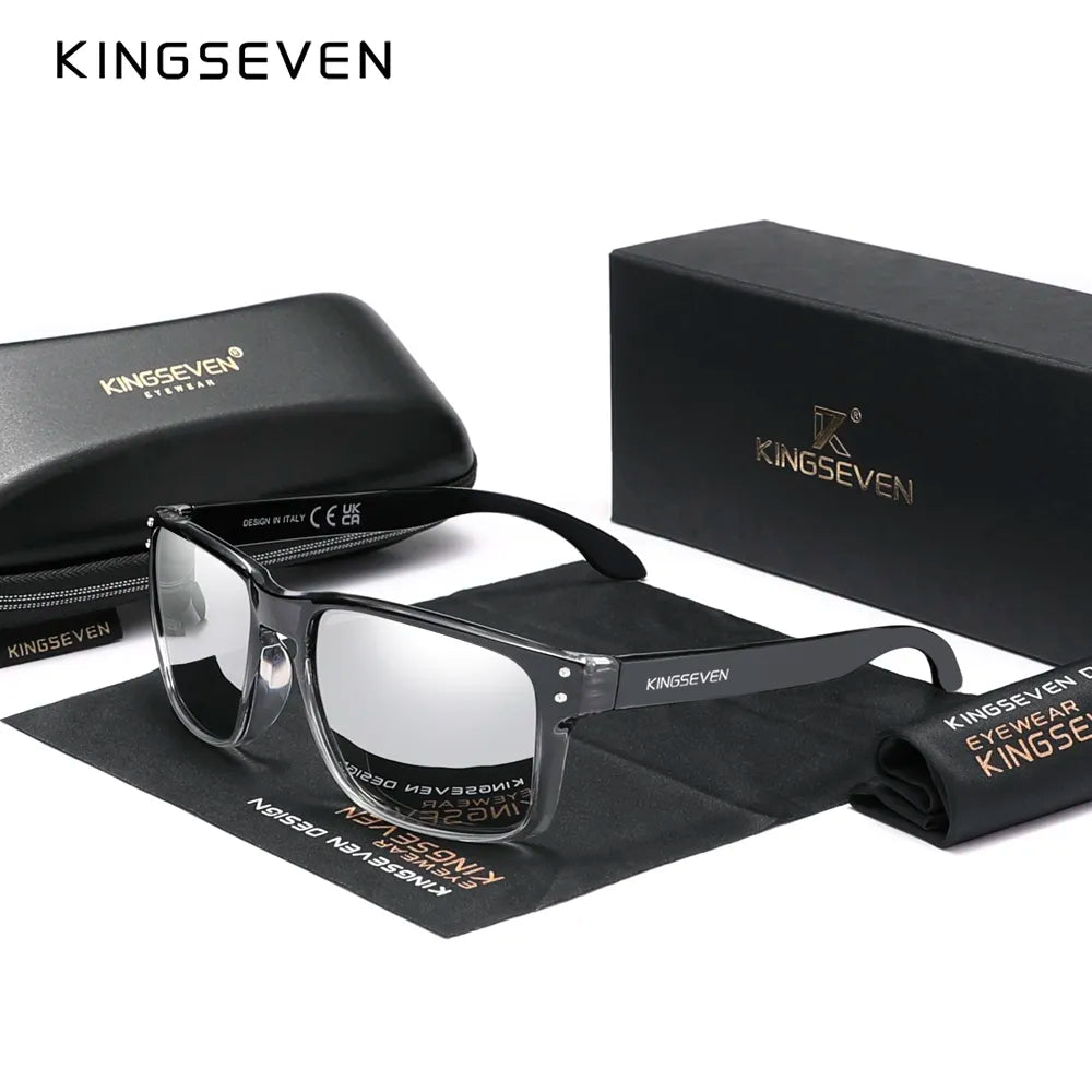 KINGSEVEN Brand Square Retro TR90 Polarized Sunglasses Women Men Carbon Fiber Pattern Design Outdoor Sports Eyewear