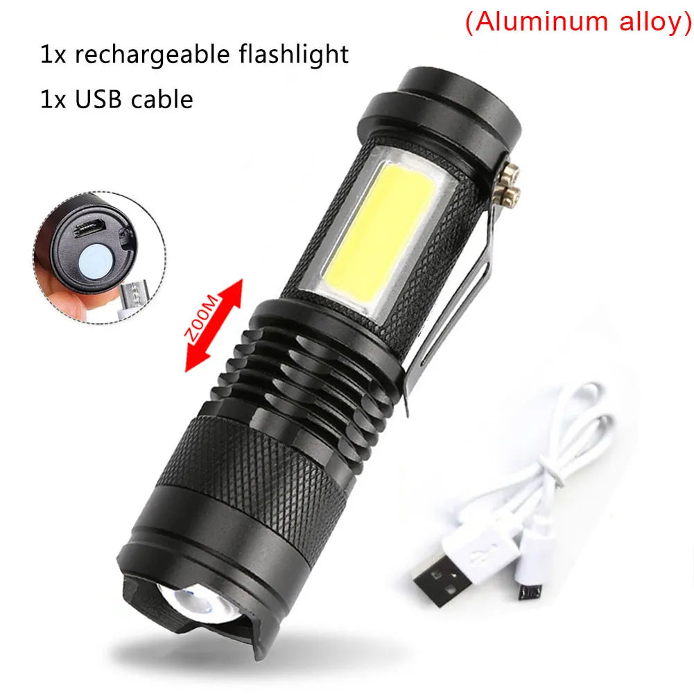 Portable Rechargeable Zoom LED Flashlight XP-G Q5 Mini Flash Light Torch Lantern 3 Lighting Modes Camping lamp-WAYBIKER