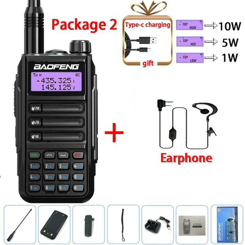 2023 Baofeng UV-16 PRO V2 Professional 10W Upgraded Of UV-5R UV-10R Walkie Talkie IP68 Waterproof Long Range Dual Band Ham Radio-WAYBIKER