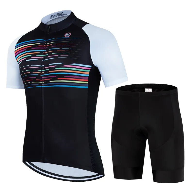 Men 2023 New Cycling Jersey Set Summer Short Sleeve Breathable MTB Bike Cycling Clothing Maillot Ropa Ciclismo Uniform Suit-WAYBIKER