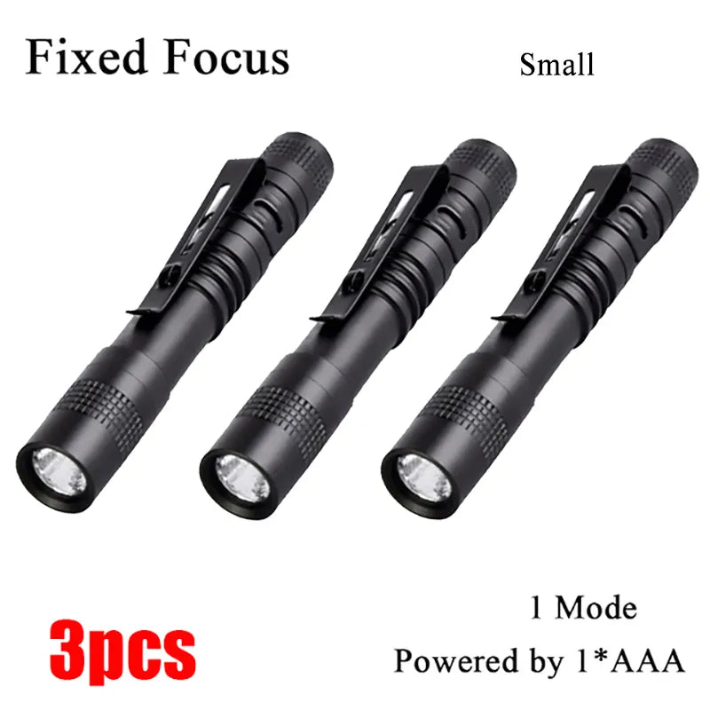 Mini Portable LED Flashlight  AAA Dry Battery Super Bright Waterproof With Pen Clip Light Emergency,  Outdoor Camping-WAYBIKER