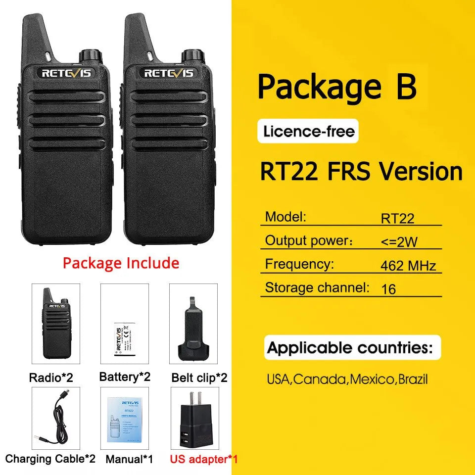 Retevis Mini Walkie Talkie 2 Pcs VOX USB Charging PMR 446 FRS License-free Portable Two Way Radio Station For Restaurant Retail-WAYBIKER